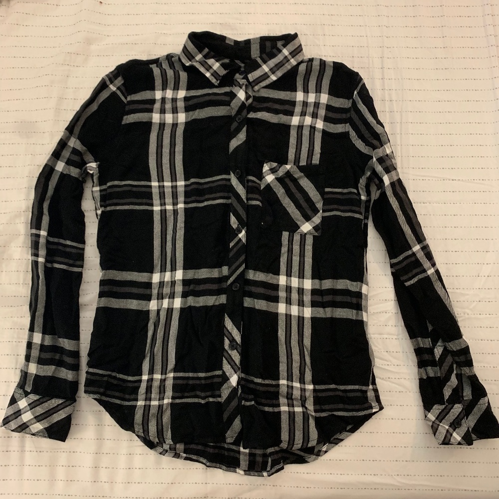 black plaid shirt